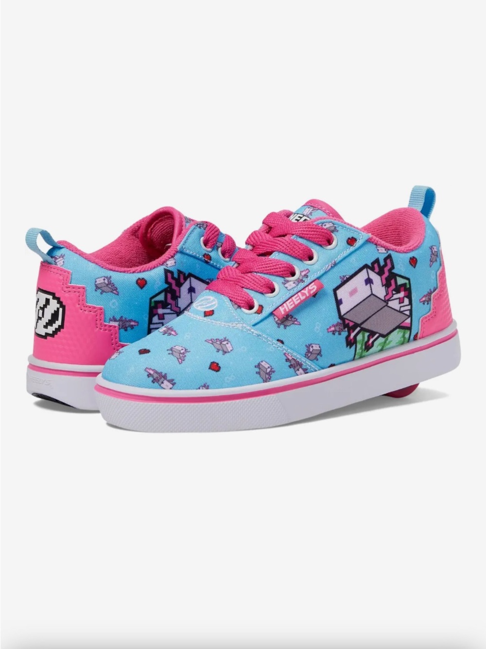 Heelys Kids' Light Blue & Bright Pink Pixel Graphic Skate Shoes Minecraft